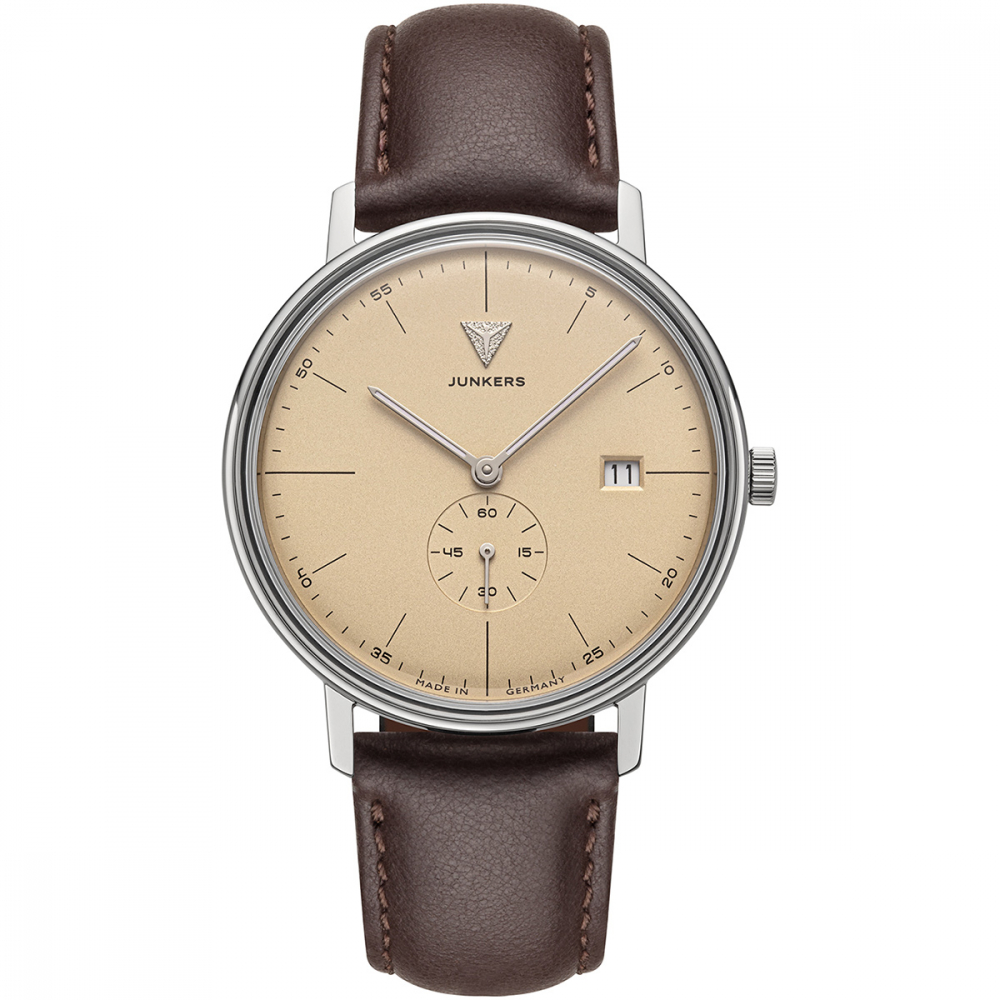 Junkers Herren Armbanduhr Bauhaus 9.13.02.05 Lederband, Datum
