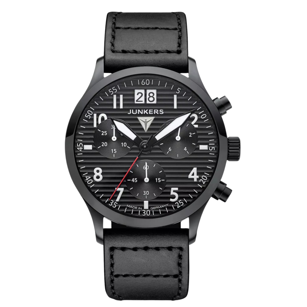 Junkers Herren Armbanduhr 9.24.02.02 Flieger D-2000 mit Großdatum, Schwarz