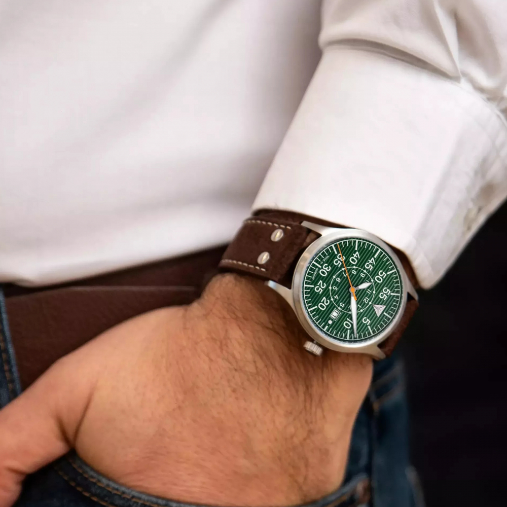 Junkers Herren Automatik Uhr Baumuster 9.52.01.06 Fliegeruhr Beobachteruhr grün