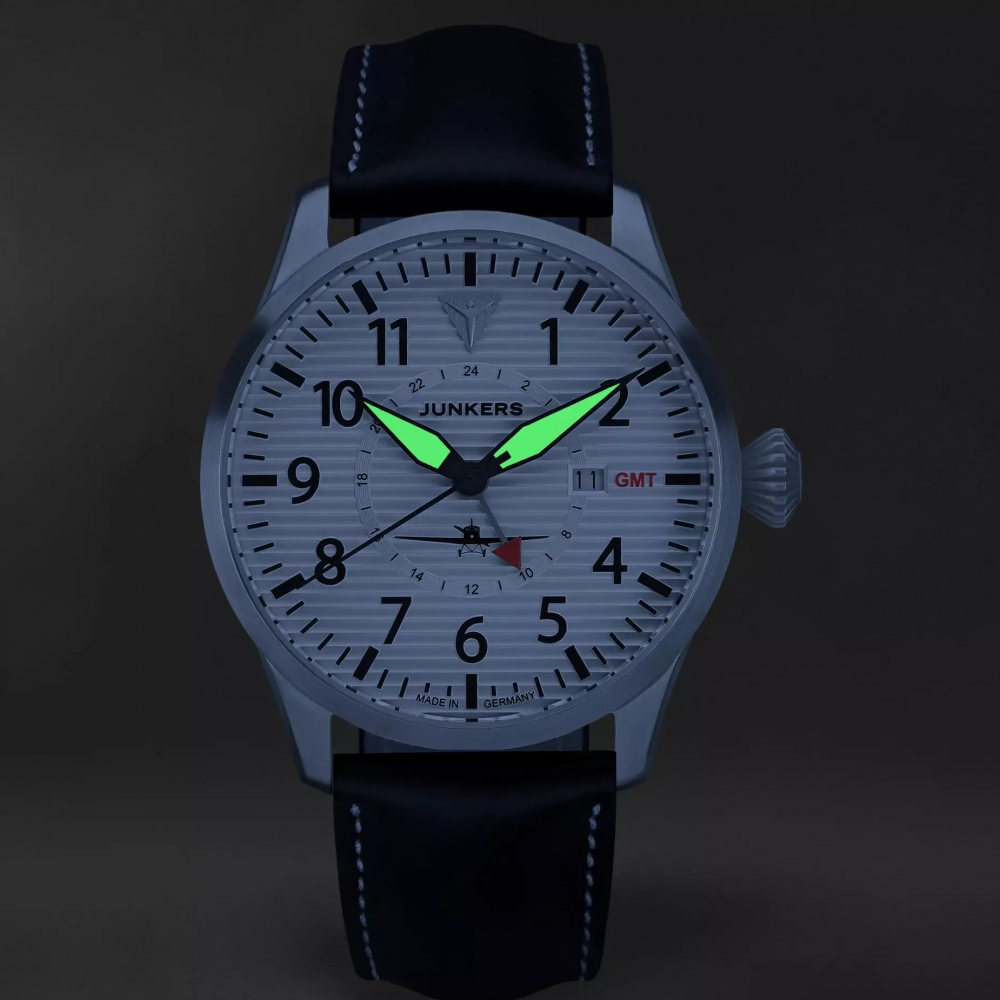 Junkers Flieger GMT Armbanduhr 9.53.01.03 Ronda-Werk, 10 ATM, 42mm