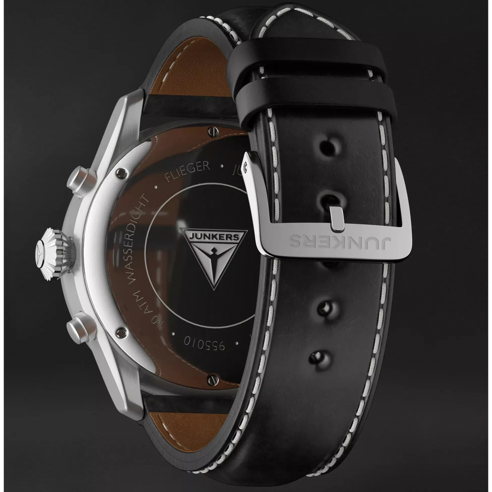 Junkers Herren Armbanduhr Chrono Flieger 9.55.01.03 Lederband schwarz