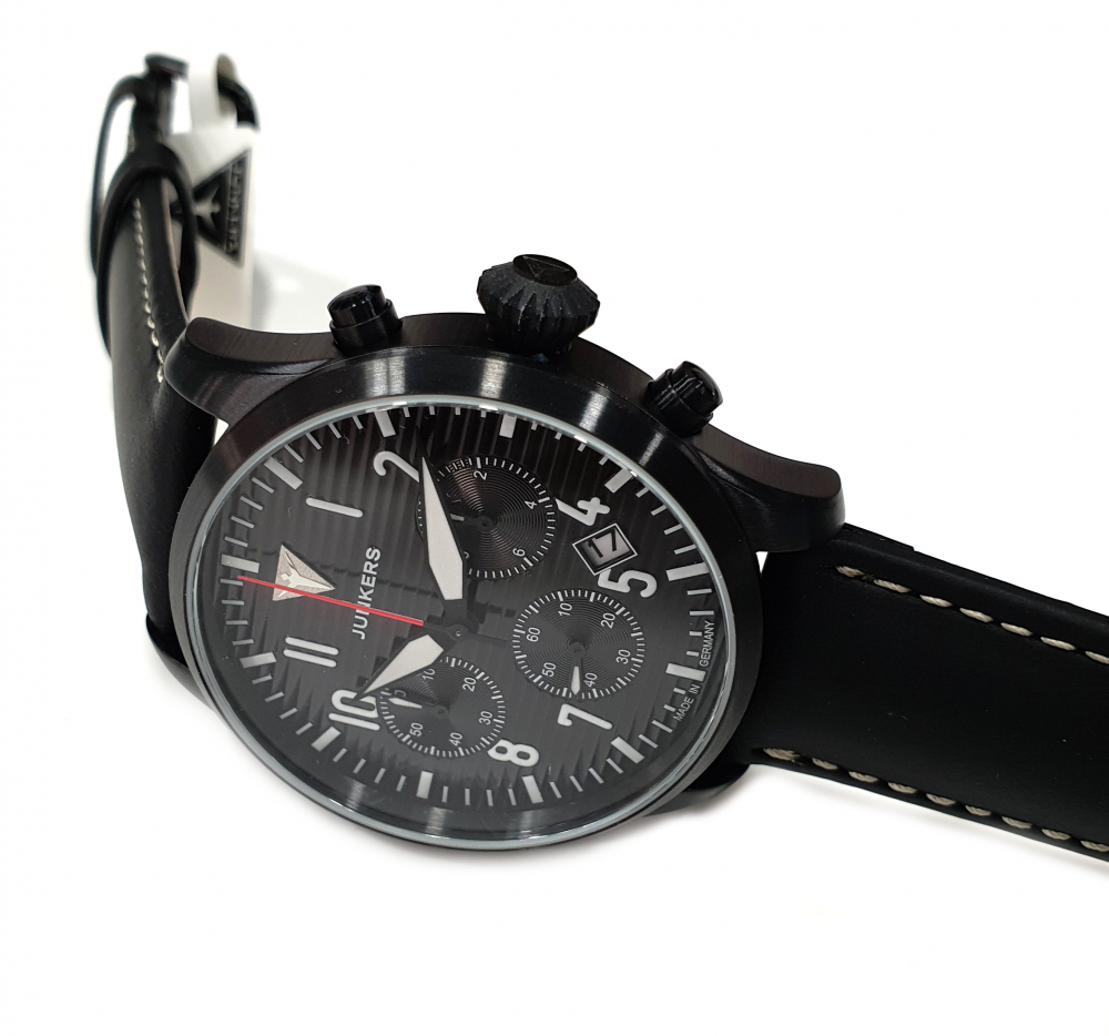 Junkers Herren Armbanduhr Flieger Uhr Chronograph 9.56.01.02 Lederband schwarz