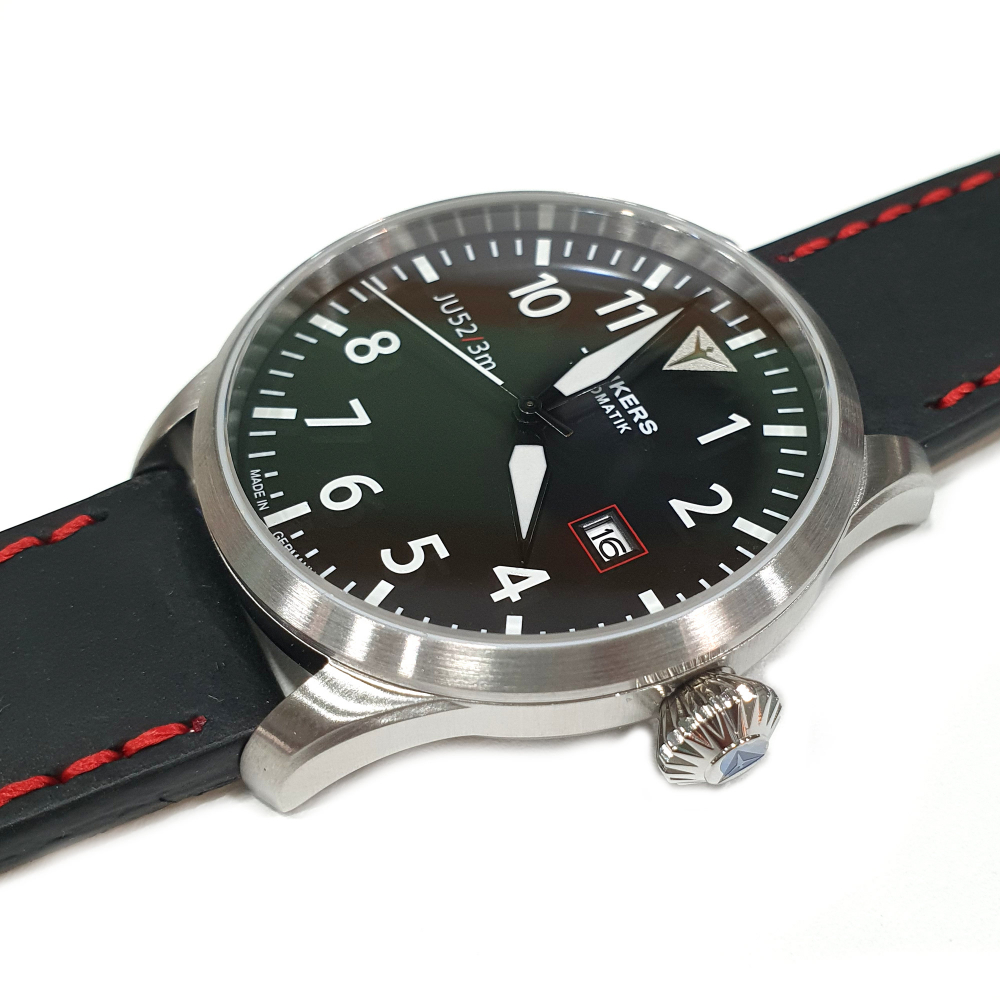 Junkers JU52/3m Automatik Herren Armbanduhr 9.58.90.02 Flieger 42mm Leder, Saphirglas