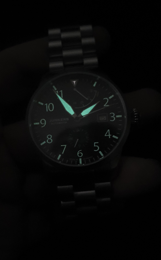 Junkers Flieger Gangreserve Herren Armbanduhr 9.64.01.01.M Saphirglas 42mm