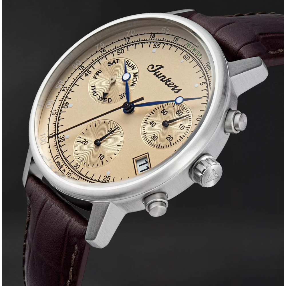 Junkers Herren Armbanduhr Graf zu Castell 9.69.01.05 Saphirglas, Lederband
