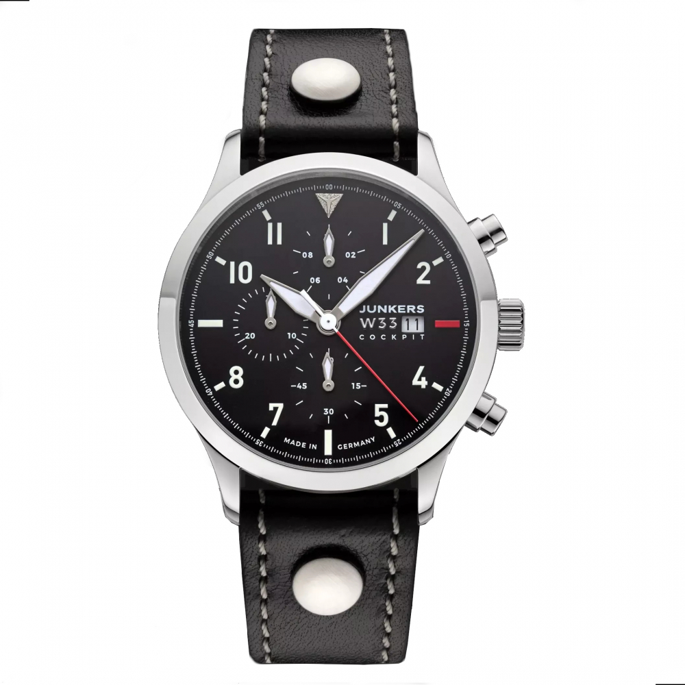 Junkers Armbanduhr Cockpit W33 9.14.03.02 Chronograph Saphirglas Datum