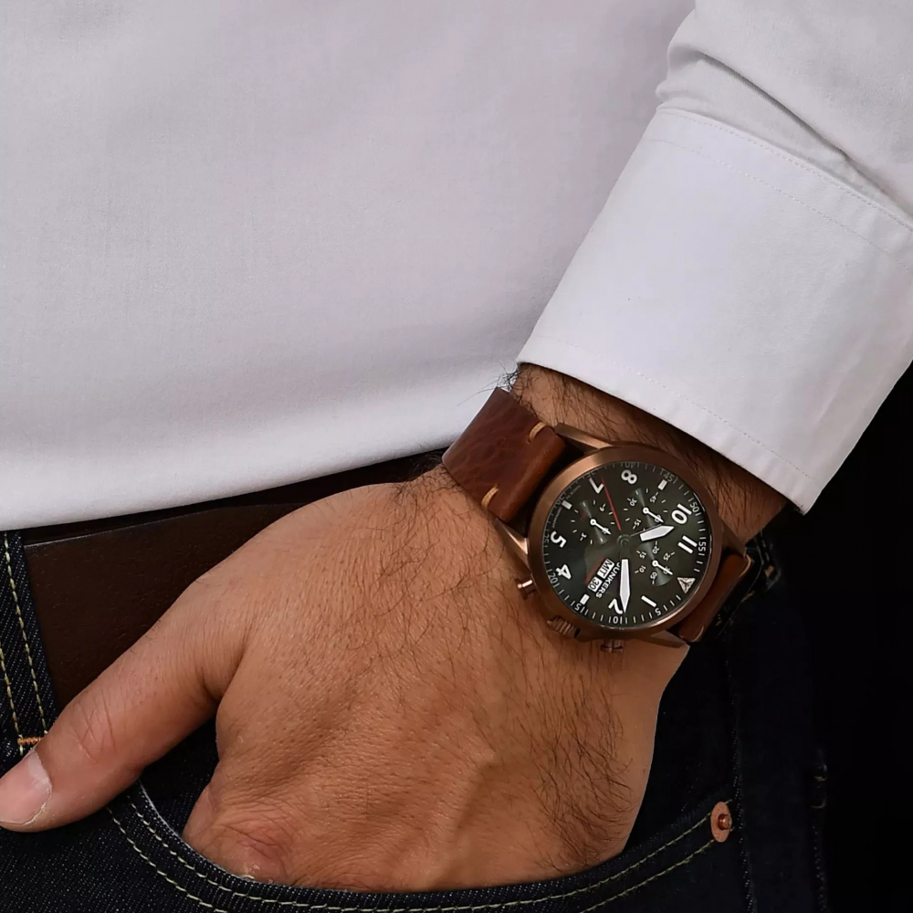 Junkers 9.28.01.06 JU 52 Aviator Chrono ETA Valjoux 7750 Saphir Day-Date, Grün, 42mm