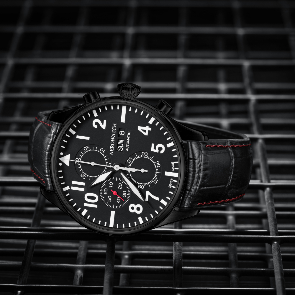 AEROWATCH A 61989 NO09 Armbanduhr Chrono Flieger Automatik Day-Date