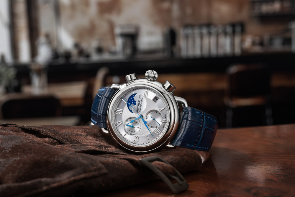 AEROWATCH 1942 Armbanduhr A 78100 AA03 Mondphase Chrono Quarz, Saphirglas