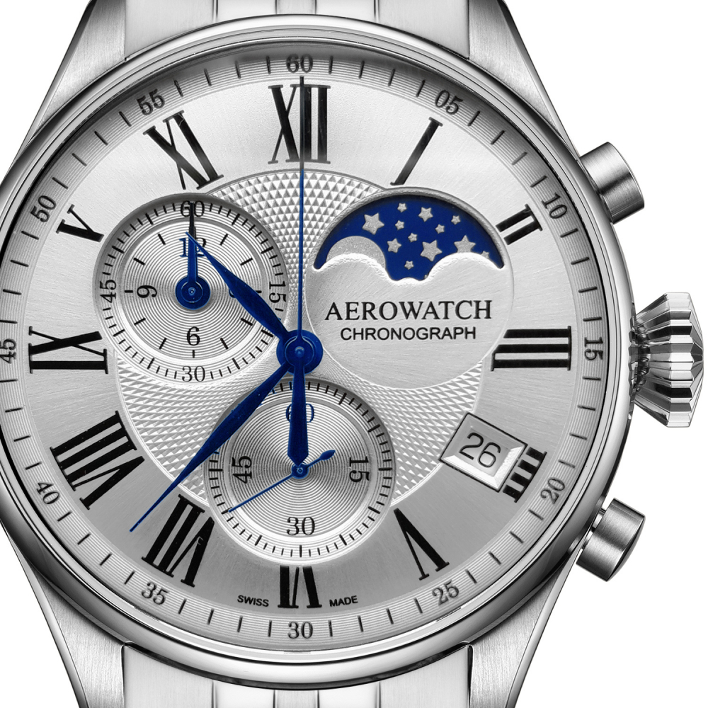 AEROWATCH Armbanduhr A 78990 AA03 M Mondphase Chrono Quarz, Saphirglas