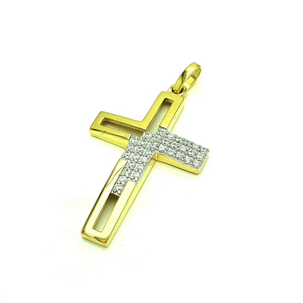333/8K Gold Anhänger Kreuz Gelbgold mit 33 Zirkonia