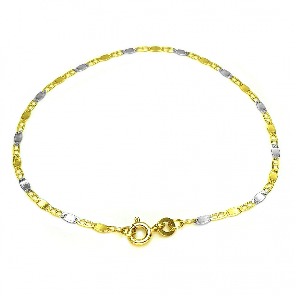 333/8K Gold Damen Armband Panzersteg bicolor, Länge 18,3cm