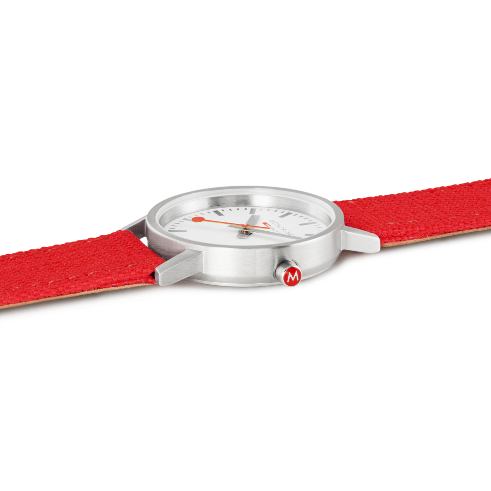 MONDAINE Damen Armbanduhr Classic 30mm, rote Textiluhr, A658.30323.17SBC
