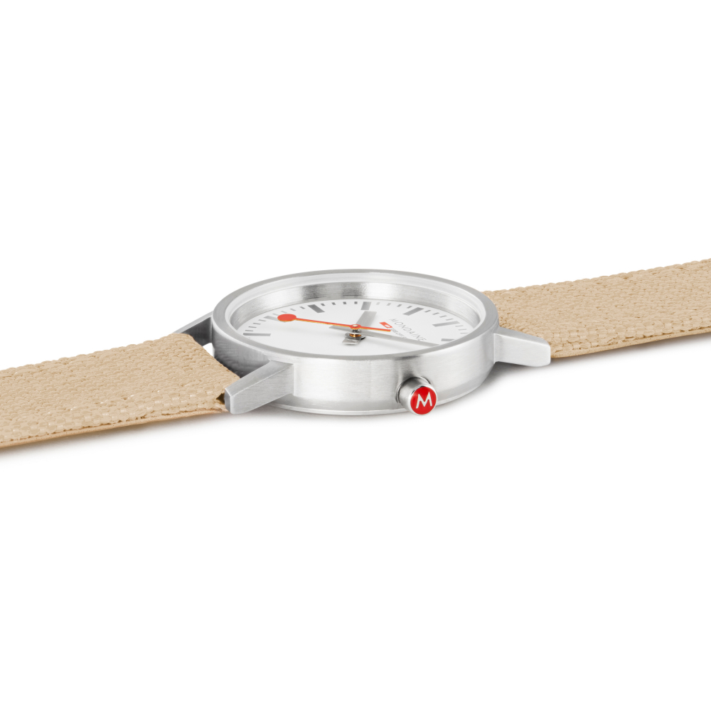 MONDAINE Damen Armbanduhr Classic 30mm, Beige Textiluhr, A658.30323.17SBK