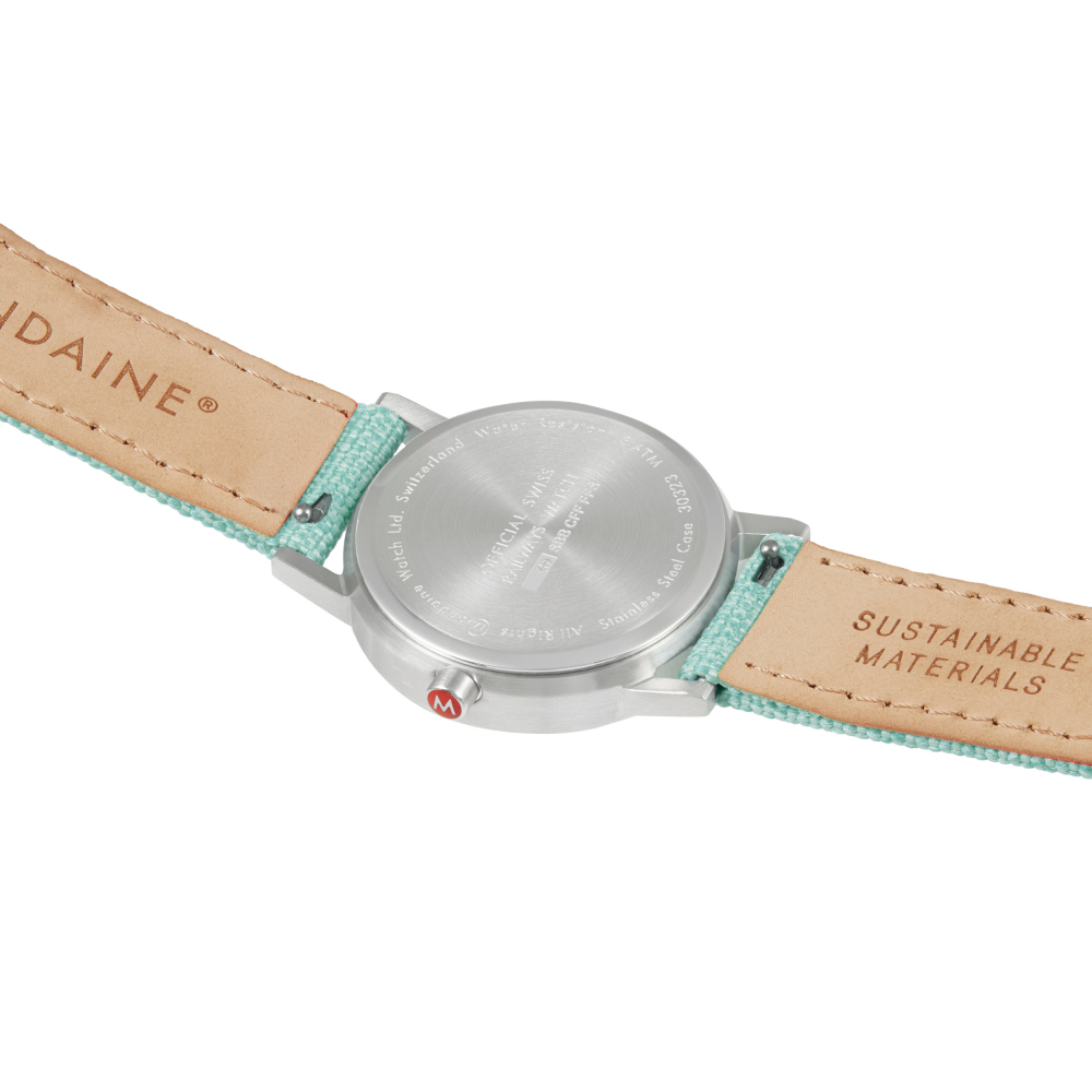 MONDAINE Damen Armbanduhr Classic 30mm, Mint Textiluhr, A658.30323.17SBQ
