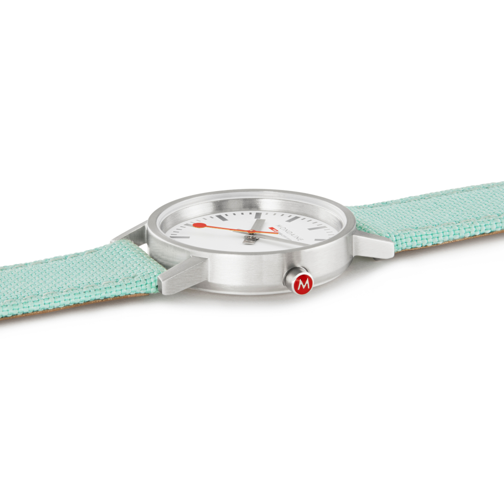 MONDAINE Damen Armbanduhr Classic 30mm, Mint Textiluhr, A658.30323.17SBQ