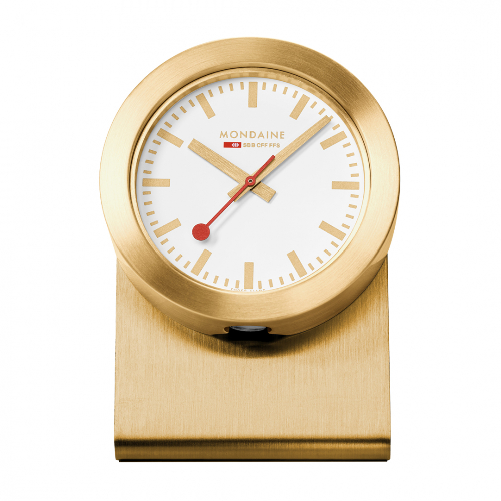 MONDAINE A660.30318.82SBG Magnet Clock als Tisch oder Anheftuhr goldfarben 50mm
