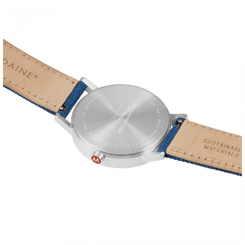 MONDAINE Uhr Classic, 40mm, blaue Textiluhr, A660.30360.17SBD 