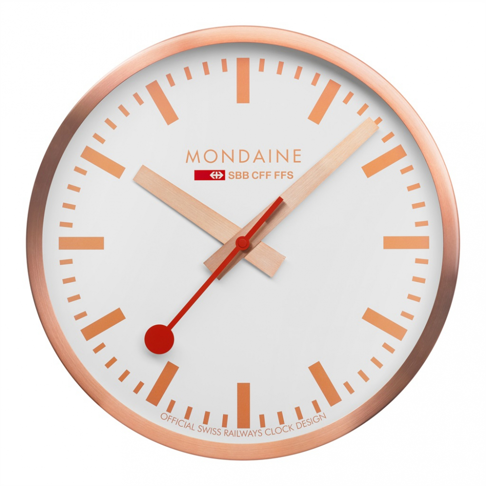 MONDAINE A990.CLOCK.18SBK Wanduhr Kupferfarben, Durchmesser 25cm