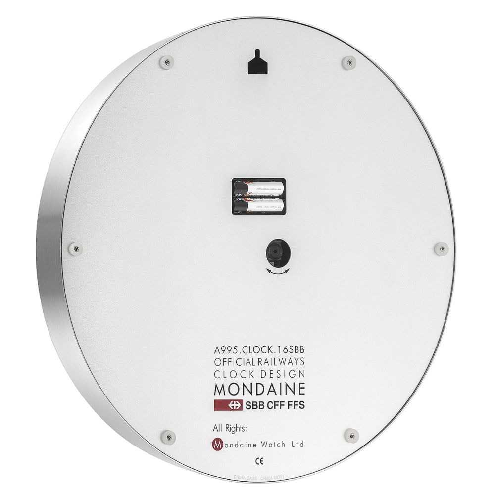 MONDAINE Wanduhr Wall Clock Bahnhofsuhr A995.CLOCK.16SBB XL- 40cm