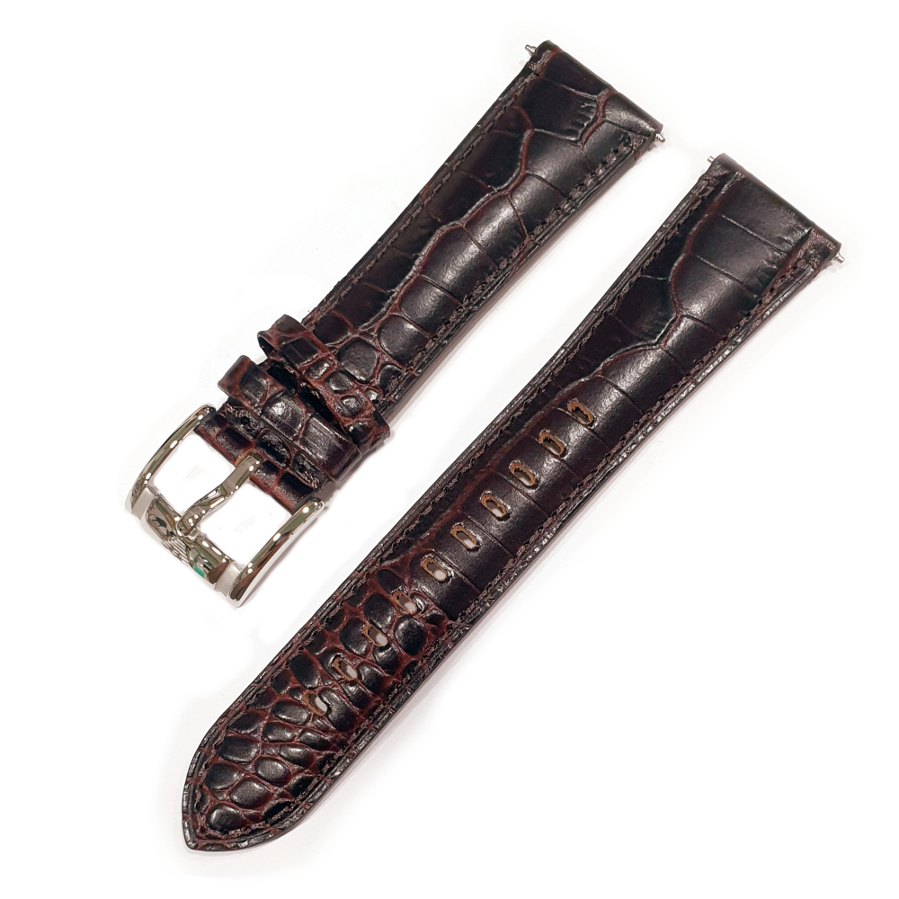 ARMANI 22mm Ersatzband AR0477, Wechselband Leder, dunkel-braun, Uhrenband, Krokoprägung