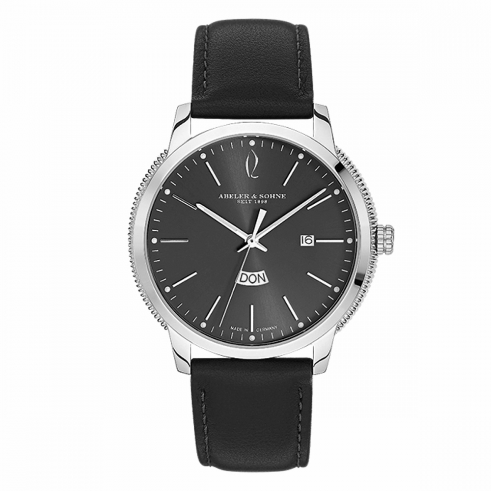ABELER & SÖHNE AS3109 Herren Armbanduhr Saphirglas Ronda-Werk Day-Date Lederband