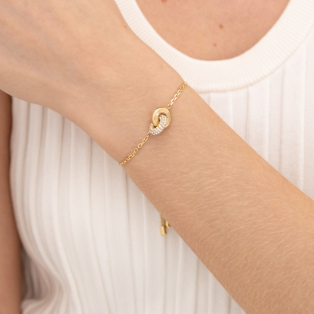 BOSS Damen Armband Edelstahl 1580757 Gliederarmband Goldfarben 17,5cm