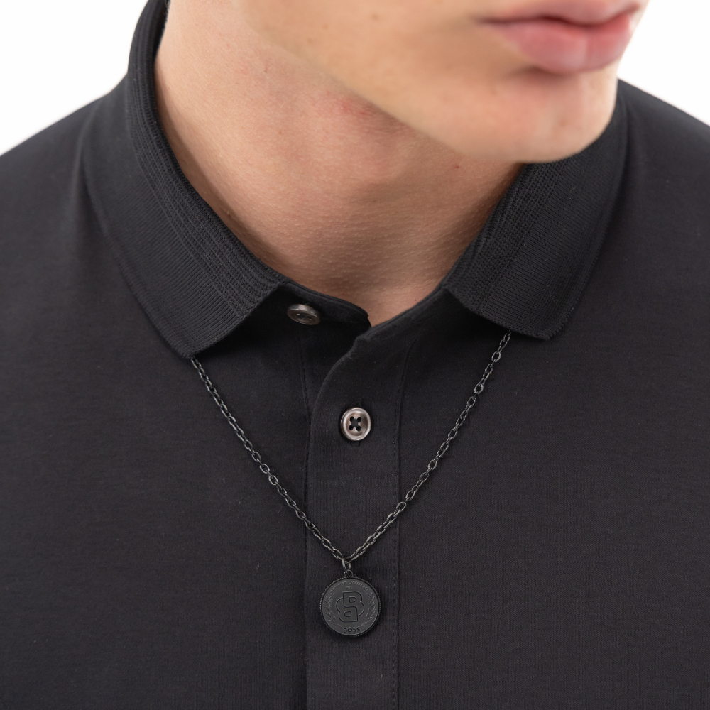 BOSS 1580762 Herren Kette mit Anhänger Edelstahl 61cm schwarz