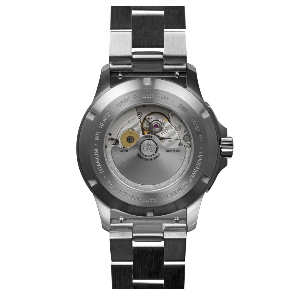 bauhaus 2860M-4 Aviation Herrenuhr Automatik, Gangreserveanzeige, Saphirgas, Titan, dunkelgrün