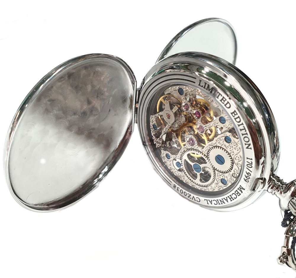 Carl von Zeyten Schutter CVZ0038SL Taschenuhr Handaufzug, Dual Time, Tag-Nacht