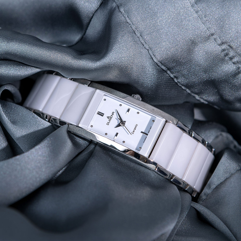 DUGENA Damen Armbanduhr Keramik / Edelstahl 4460506