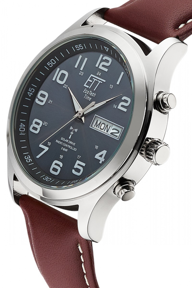 ETT Eco Tech Time Funk-Solar - Herren Gobi EGS-11251-12L Lederband, Day-Date