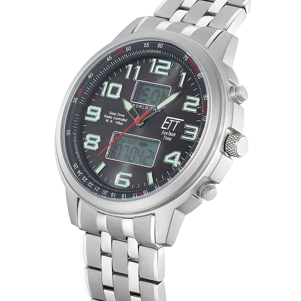 ETT EcoTechTime Funk-Solar World Time Hunter II EGS-11302-22M Herrenuhr