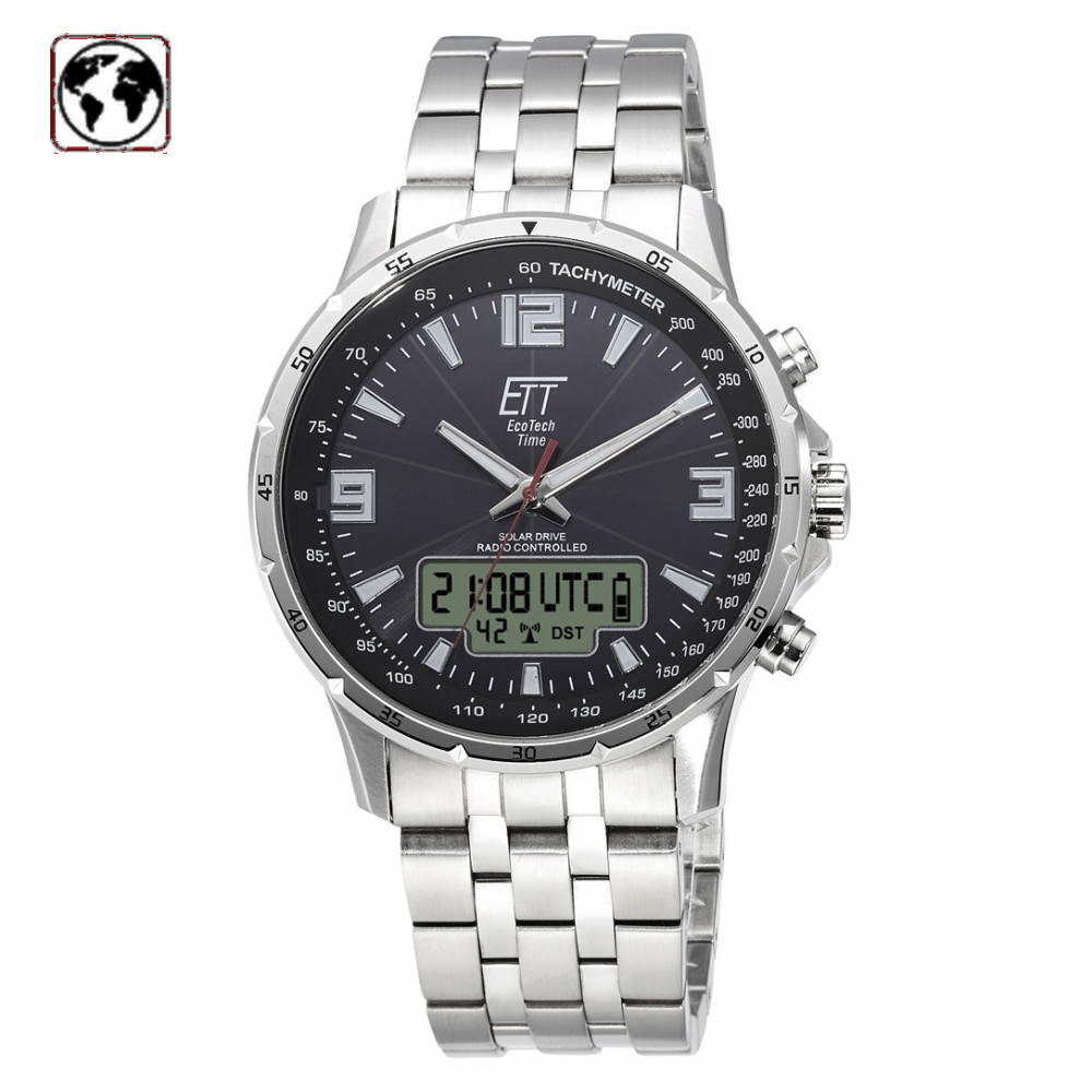 B-Ware ETT EcoTechTime Funk-Solar World Time Professional Arctica EGS-11551-21M Herrenuhr