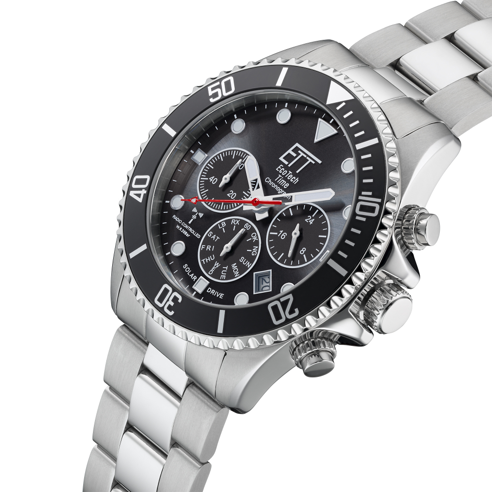 ETT EcoTechTime Funk-Solar EGS-11607-25M Herrenuhr Chrono, Sport, 20ATM