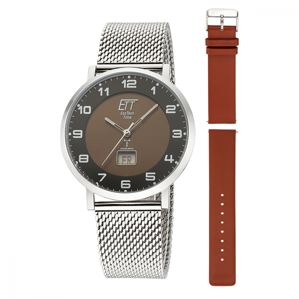 ETT EcoTechTime Funk-Solar Atacama EGS-11624-22MS Herrenuhr mit 2 Bänder