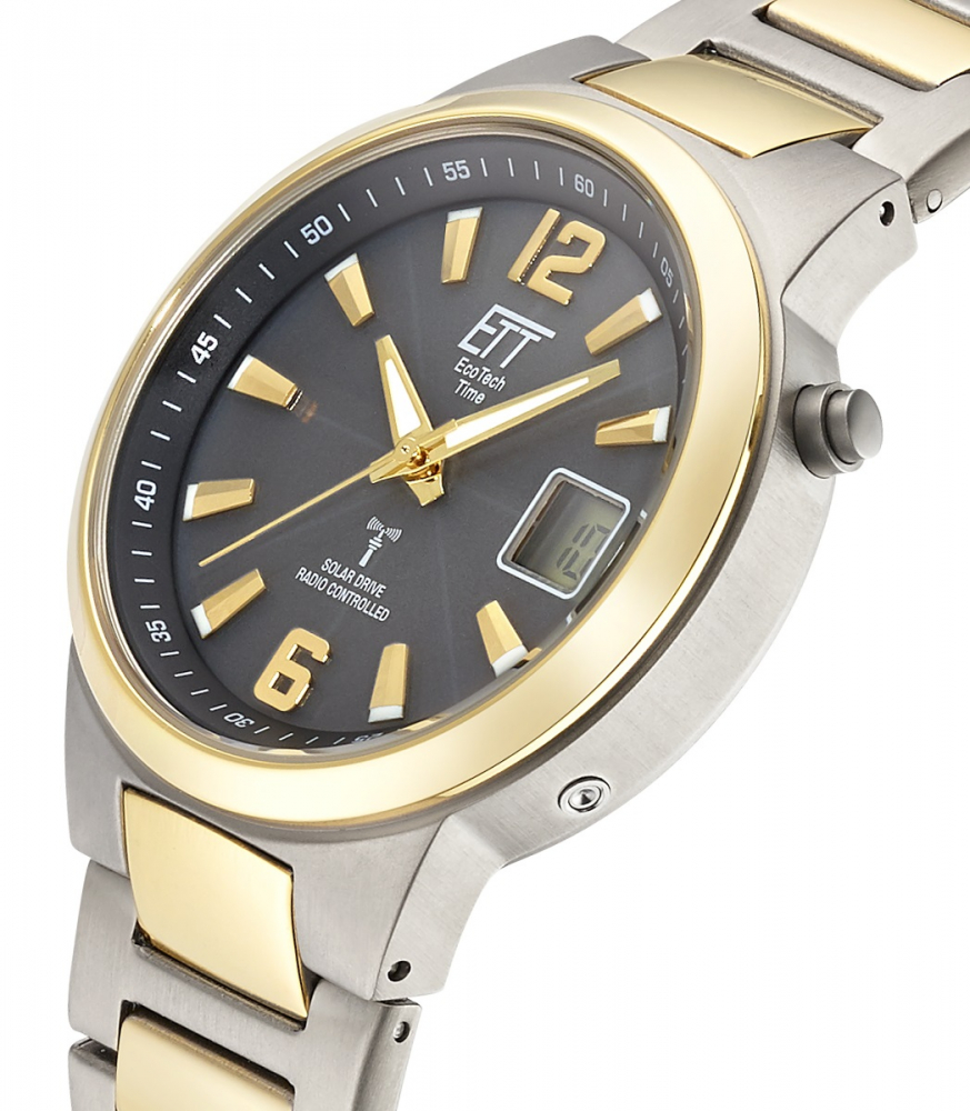 ETT Eco Tech Time Funk-Solar-Titan EGT-11468-21M Herren Armbanduhr bicolor