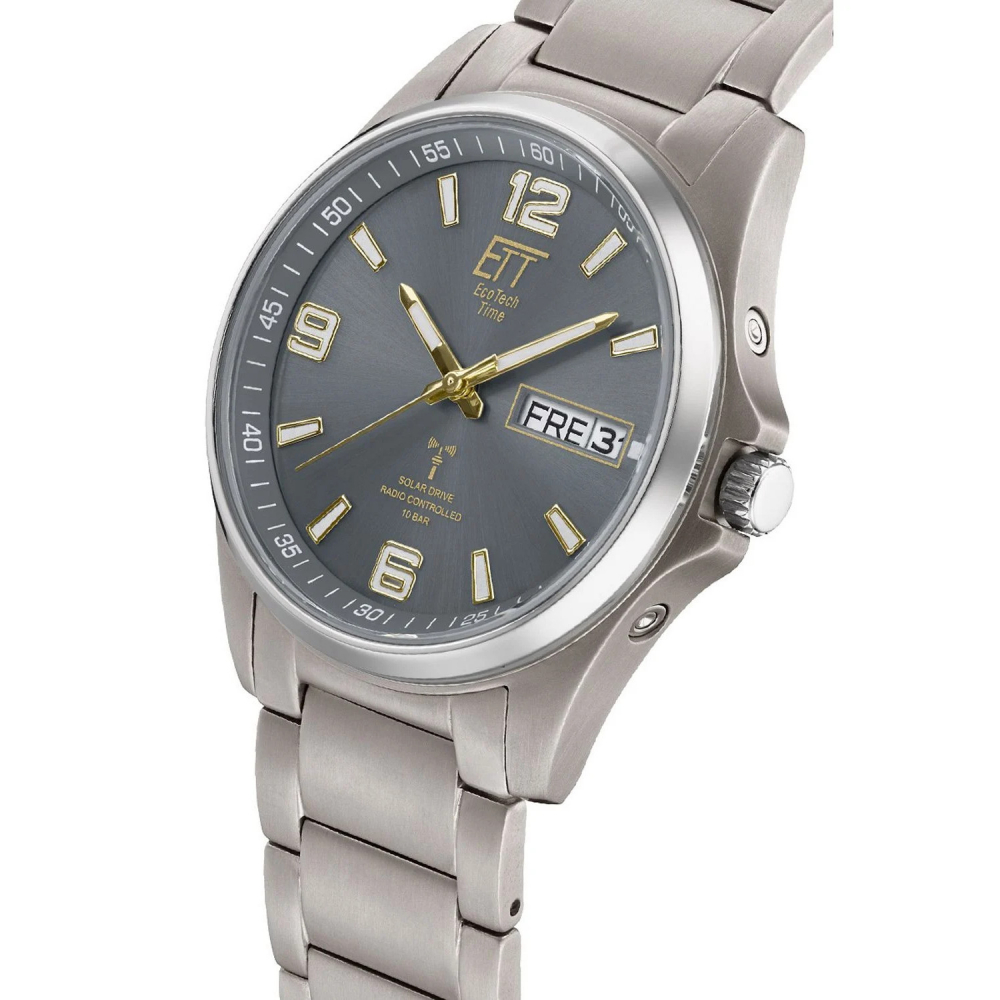 ETT Eco Tech Time Funk-Solar-Titan EGT-11601-21M Herren Armbanduhr, dunkelgrau