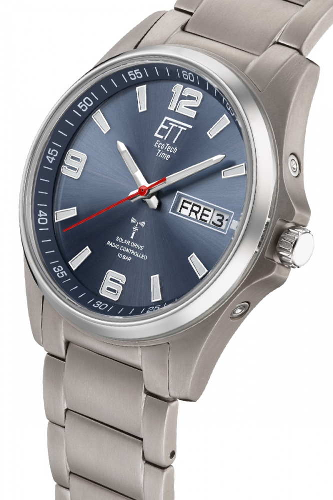 ETT Eco Tech Time Funk-Solar-Titan EGT-11602-31M Herren Armbanduhr, Blau