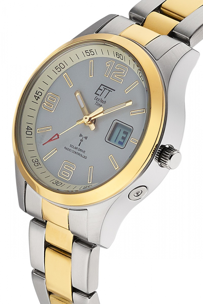 ETT EcoTechTime ELS-11590-12M Goby Funk-Solar Damenuhr Day-Date bicolor