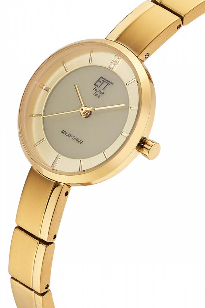 ETT EcoTechTime ELS-12152-62M Diamond Lady Solar Damenuhr Goldfarben