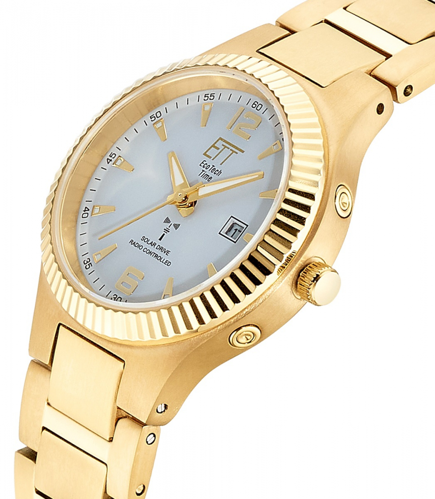ETT Eco Tech Time Funk-Solar - Damenuhr ELT-11673-12M Everest Titan goldfarben