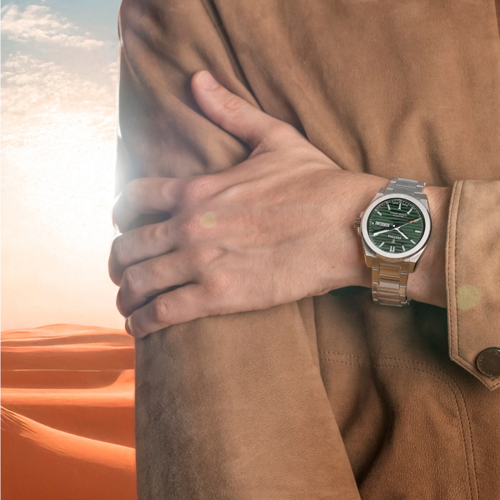 Festina DUNE F20073-4 swiss made Uhr 10ATM Day-Date, Saphirglas, grün, 40mm