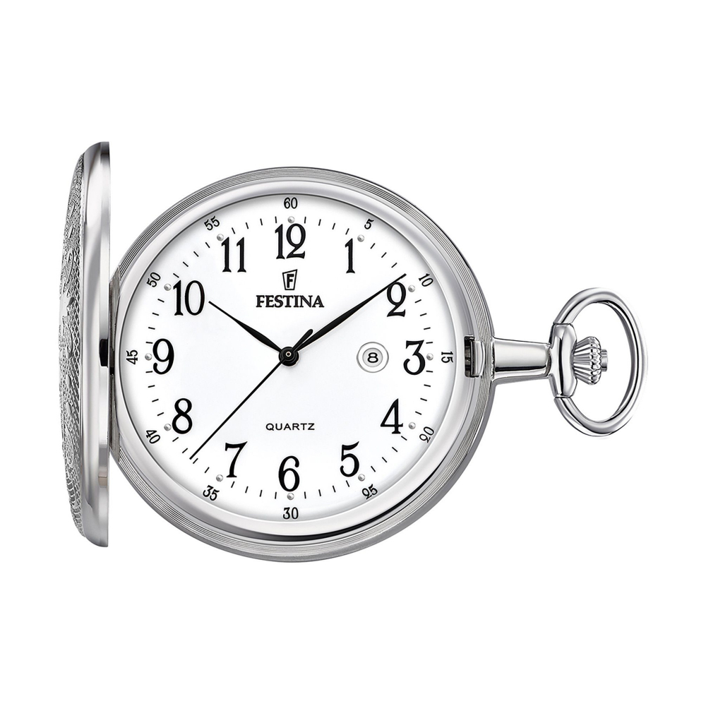 FESTINA F2023-1 Savonette Taschenuhr mit Kette, Datum