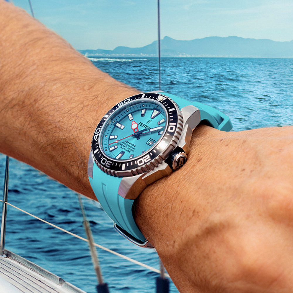 Festina Sport F20664-5 Diver Taucher Uhr 20ATM, Saphirglas, türkis