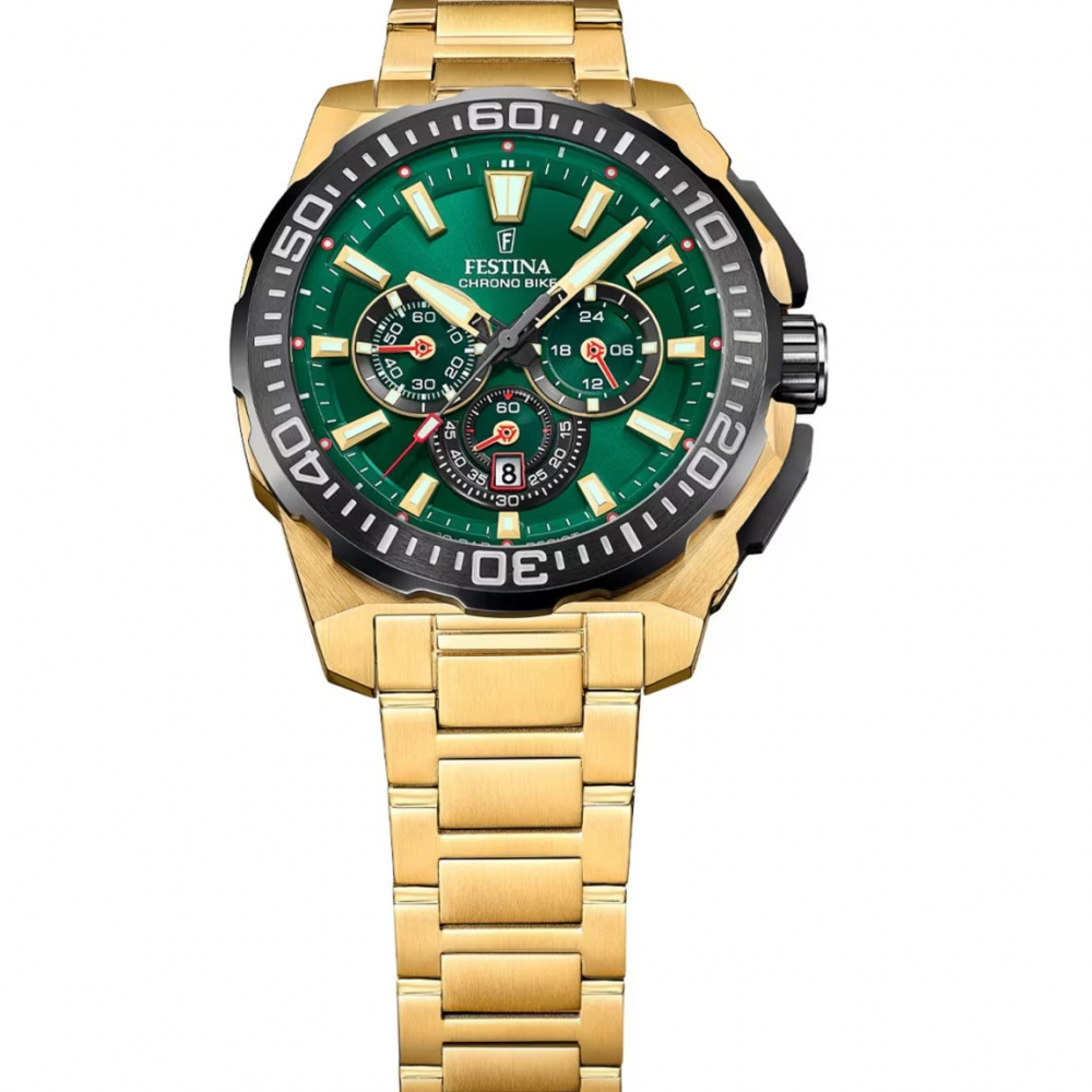 Festina Chronograph F20727-2 Chrono Bike 2025 Grün, Goldfarben 20ATM