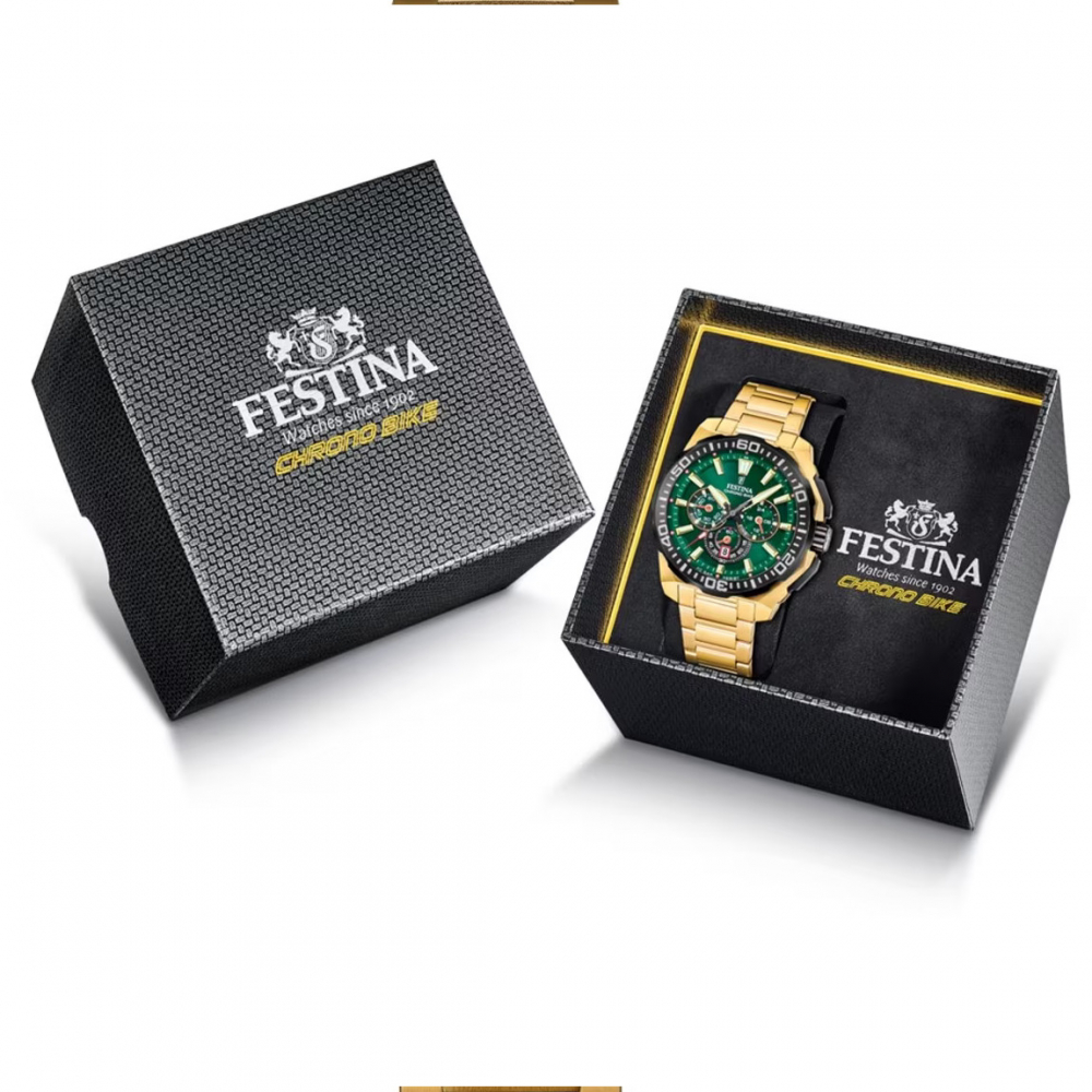 Festina Chronograph F20727-2 Chrono Bike 2025 Grün, Goldfarben 20ATM