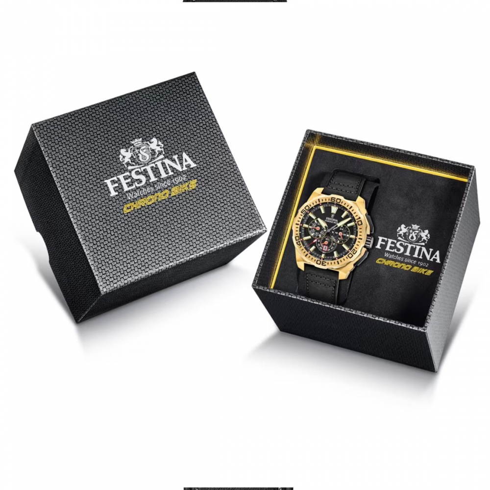 Festina Chronograph F20728-3 Chrono Bike 2025 Lederband schwarz 20ATM