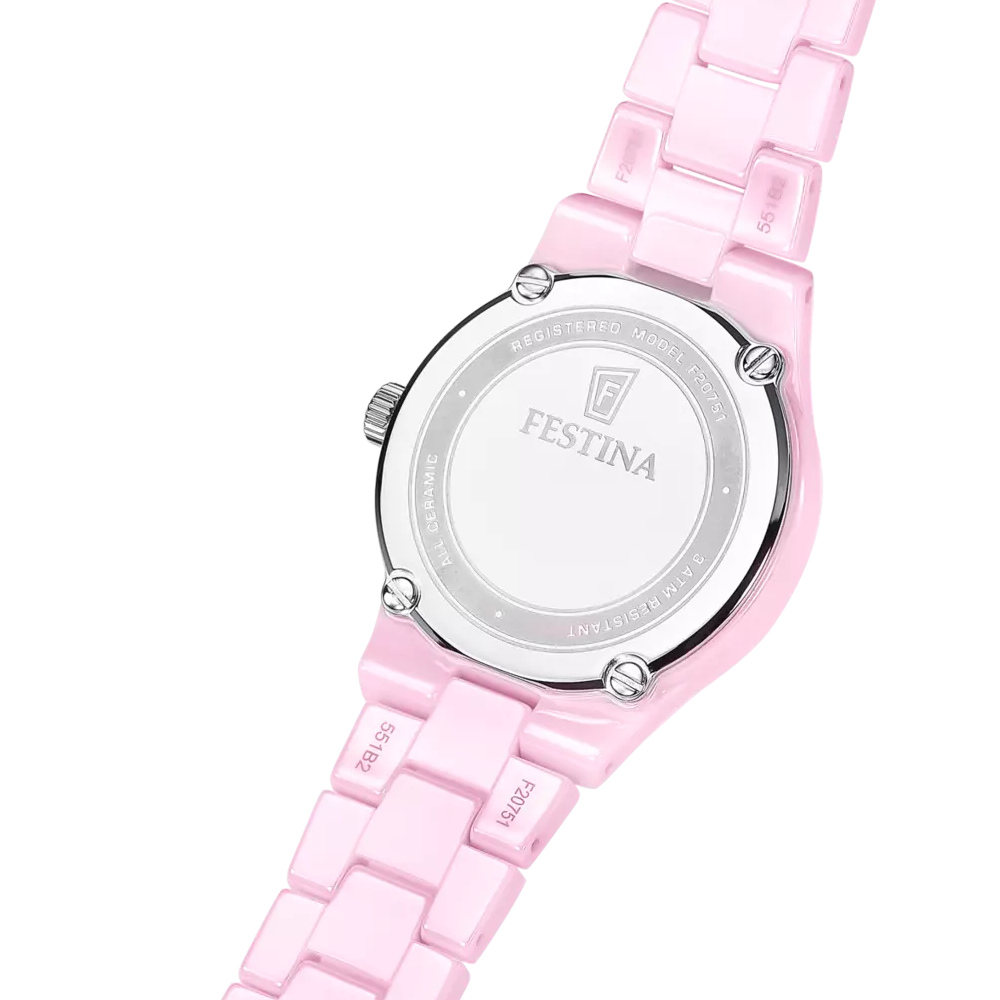 Festina Damen Armbanduhr F20751-2 Keramik Rosa, 30,5mm