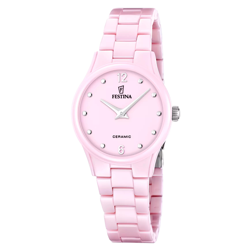 Festina Damen Armbanduhr F20751-2 Keramik Rosa, 30,5mm